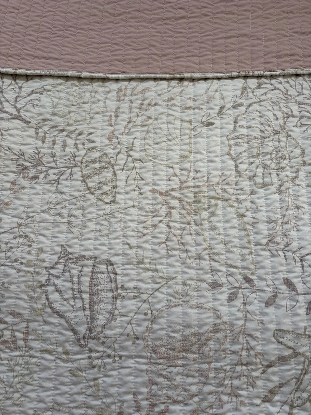 3-Piece King Quilt Set,Reversible Nautical,Dusty Rose,2 Shams,Lightweight